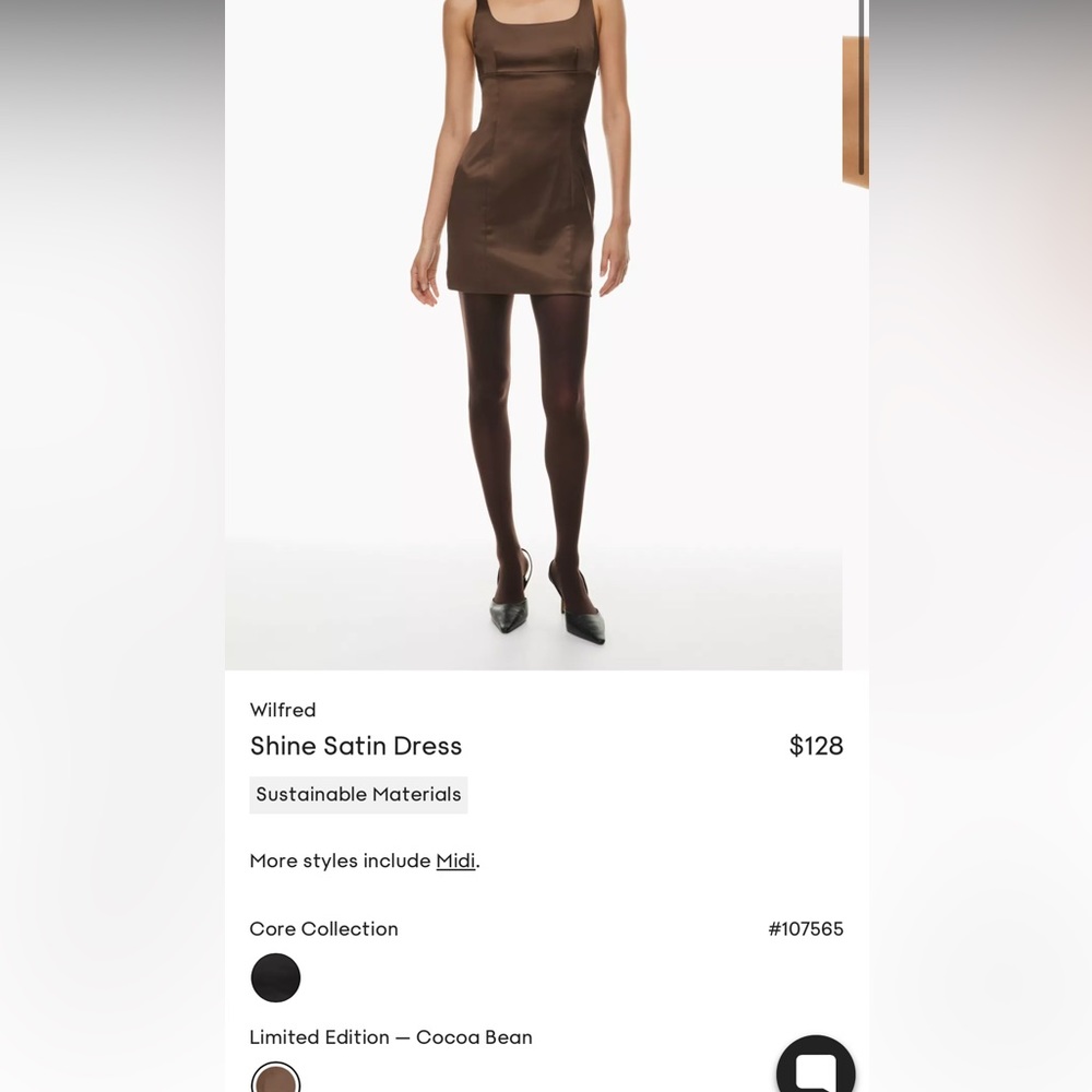 Aritizia Wilfred Shine dress size 6 cocoa bean